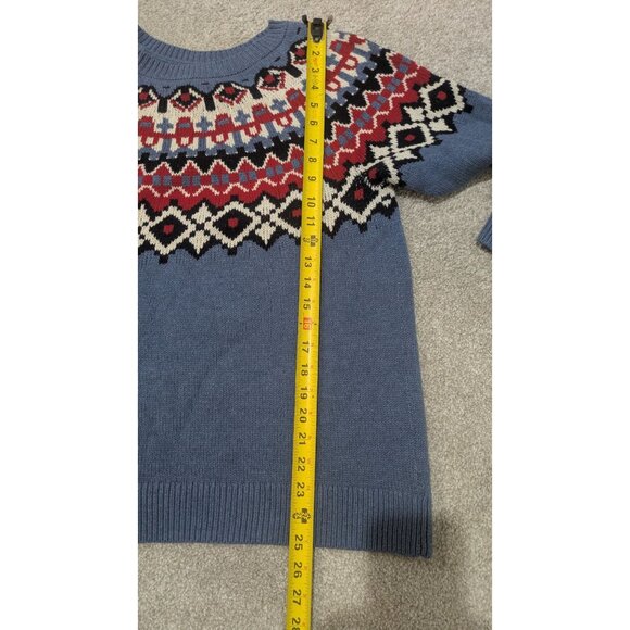 Chaps Sweater Women's Large Fair Isle Red White Blue Heritage Patriotic Cotton - Picture 12 of 14